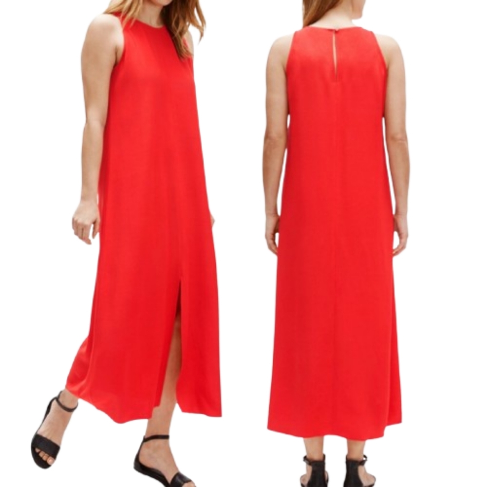 EILEEN FISHER Tencel & Viscose Front Slit Maxi Dress